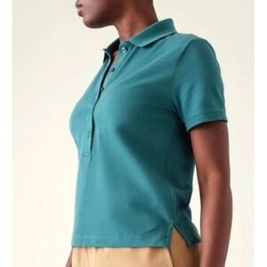 NWT Athleta Size XS Pique Short Sleeve 5 Button Polo Shirt Golf Tennis